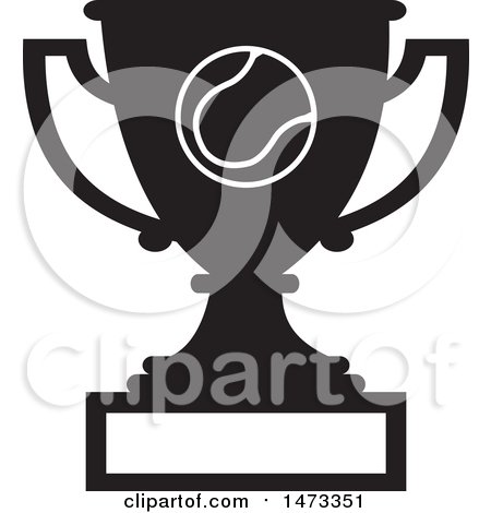 Clipart of a Silhouetted Tennis Trophy Cup with a Blank Plaque - Royalty Free Vector Illustration by Johnny Sajem