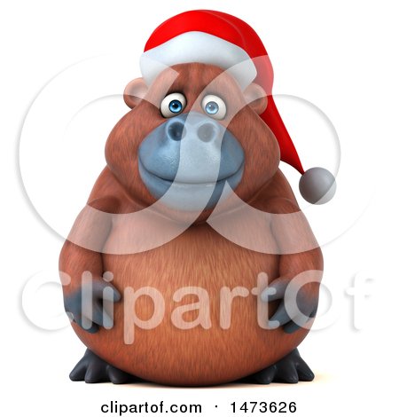 Clipart of a 3d Christmas Orangutan Monkey Mascot, on a White Background - Royalty Free Illustration by Julos