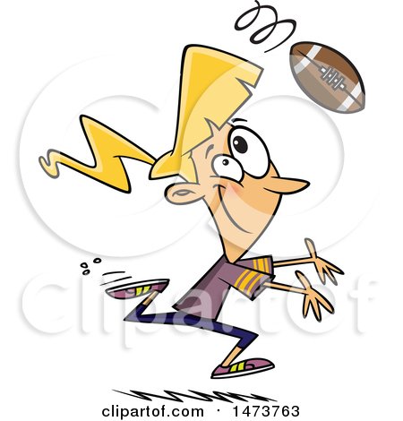 Clipart of a Cartoon Woman Playing Football - Royalty Free Vector Illustration by toonaday