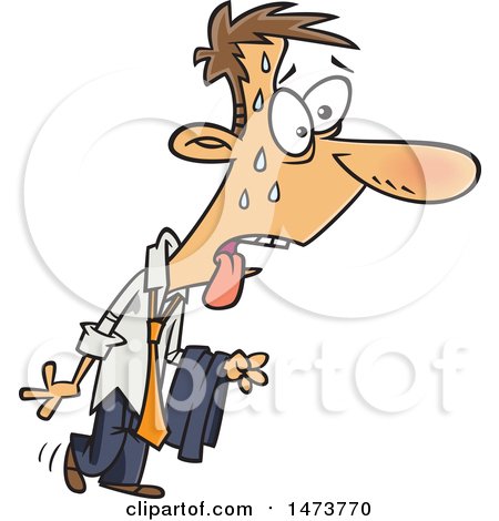 Clipart of a Cartoon Business Man Sweating on a Hot Day - Royalty Free Vector Illustration by toonaday