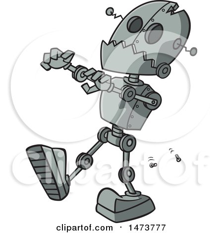 Clipart of a Cartoon Zombie Robot - Royalty Free Vector Illustration by toonaday