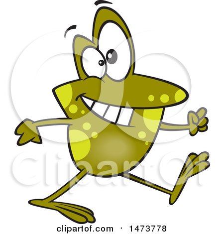 Clipart of a Cartoon Happy Frog Taking a Stroll - Royalty Free Vector Illustration by toonaday