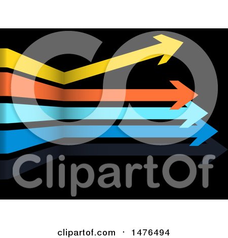 Clipart of 3d Colorful Horizontal Arrows on Black - Royalty Free Vector Illustration by elaineitalia