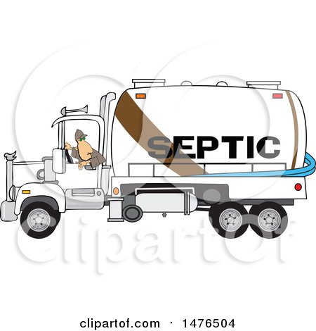 Clipart of a Worker Backing up a Septic Pumper Truck - Royalty Free Vector Illustration by djart