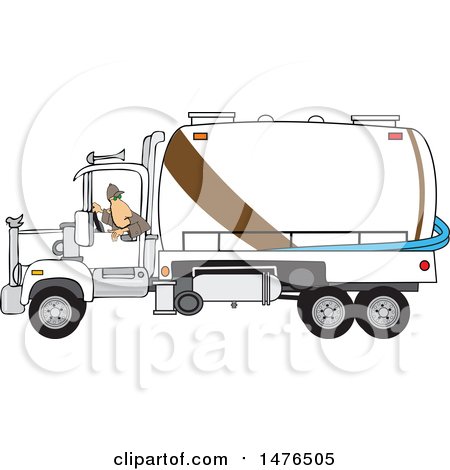 Clipart of a Man Backing up a Septic Pumper Truck - Royalty Free Vector Illustration by djart