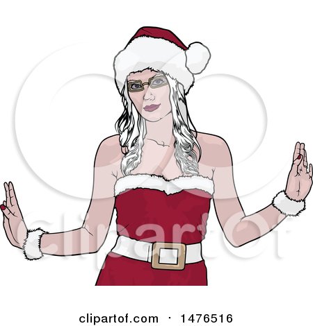 Clipart of a Woman in a Santa Suit - Royalty Free Vector Illustration by dero