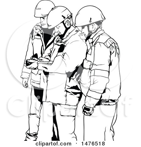 Clipart of a Team of Black and White Male Workers - Royalty Free Vector Illustration by dero