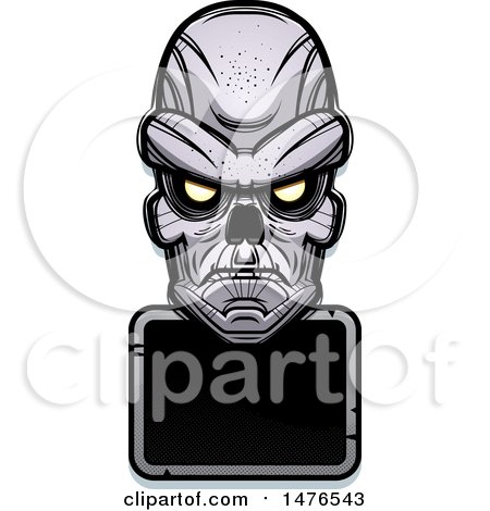 Clipart of a Ghoul Head over a Blank Sign - Royalty Free Vector Illustration by Cory Thoman