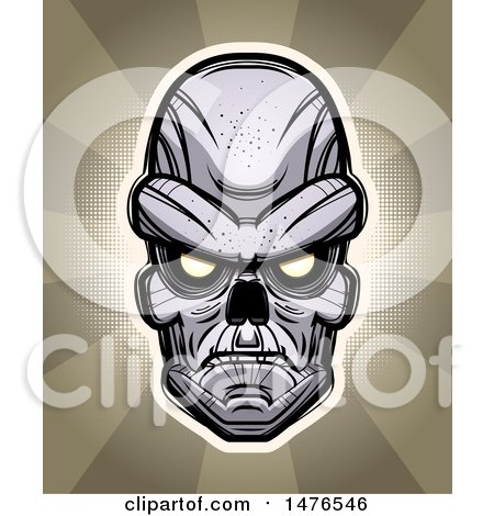 Clipart of a Ghoul Head over Rays - Royalty Free Vector Illustration by Cory Thoman