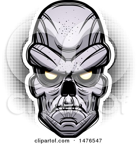 Clipart of a Ghoul Head over Halftone - Royalty Free Vector Illustration by Cory Thoman