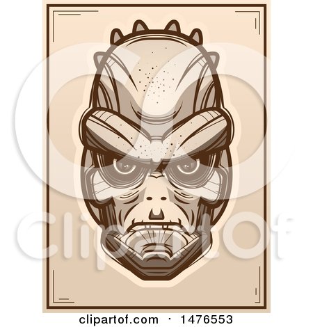 Clipart of a Lizard Man Sepia Poster - Royalty Free Vector Illustration by Cory Thoman
