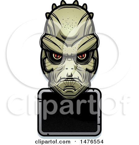Clipart of a Lizard Man Head over a Blank Sign - Royalty Free Vector Illustration by Cory Thoman