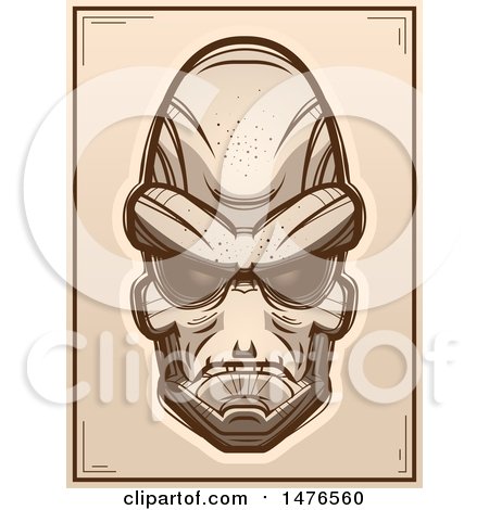 Clipart of an Alien Head Sepia Poster - Royalty Free Vector Illustration by Cory Thoman