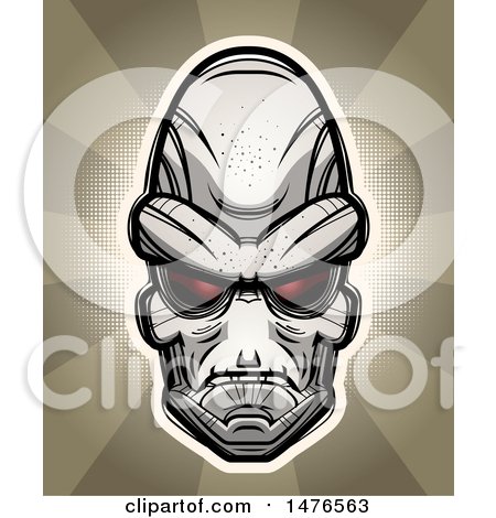 Clipart of an Alien Head over Rays - Royalty Free Vector Illustration by Cory Thoman
