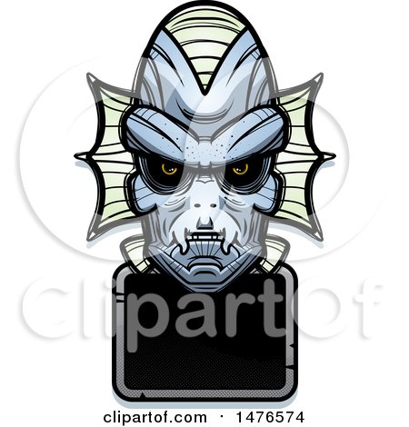 Clipart of a Creature Head over a Blank Sign - Royalty Free Vector Illustration by Cory Thoman