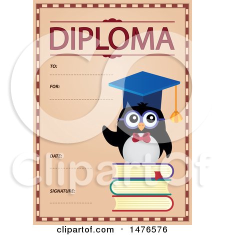 Clipart of a Diploma Design with a Penguin - Royalty Free Vector Illustration by visekart