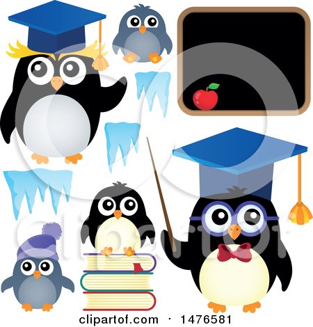 Clipart of Professor and Student Penguins - Royalty Free Vector Illustration by visekart