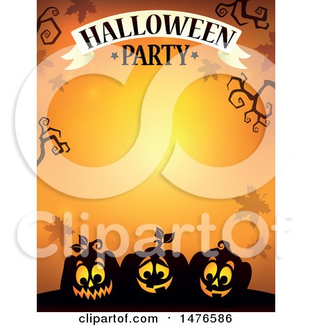 Clipart of a Halloween Party Invitation Border - Royalty Free Vector Illustration by visekart