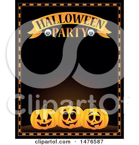Clipart of a Halloween Party Invitation Border - Royalty Free Vector Illustration by visekart
