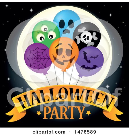 Clipart of a Halloween Party Design with Balloons - Royalty Free Vector Illustration by visekart