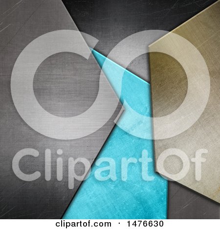 Clipart of a Gold, Blue and Silver Metal Background - Royalty Free Illustration by KJ Pargeter