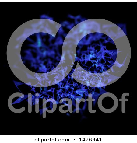 Clipart of a 3d Blue Low Poly Design on Black - Royalty Free Illustration by KJ Pargeter