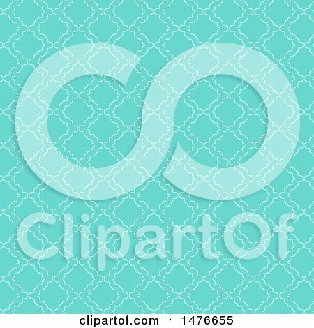 Clipart of a White and Turquoise Pattern Background - Royalty Free Vector Illustration by KJ Pargeter