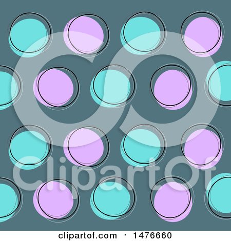 Clipart of a Sketched Retro Circle Pattern Background - Royalty Free Vector Illustration by KJ Pargeter