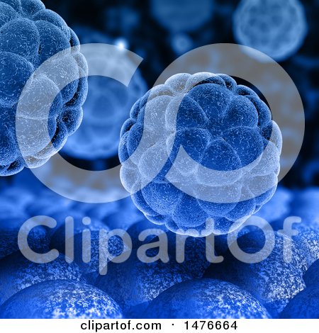 Clipart of a 3d Blue Virus Cells Background - Royalty Free Illustration by KJ Pargeter