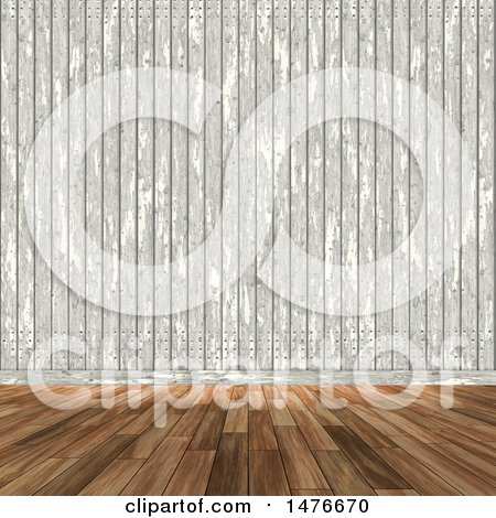 Clipart of a 3d Wooden Wall and Floor Background - Royalty Free Illustration by KJ Pargeter