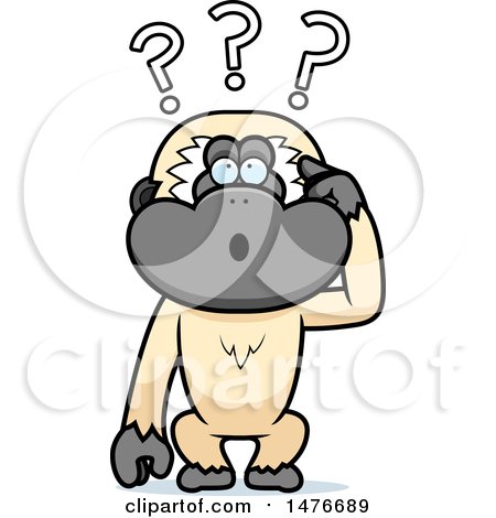 Clipart of a Confused Gibbon Monkey Scratching His Head - Royalty Free Vector Illustration by Cory Thoman