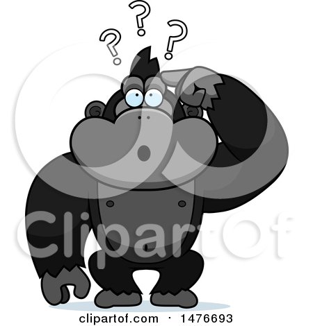 Clipart of a Confused Gorilla Scratching His Head - Royalty Free Vector Illustration by Cory Thoman