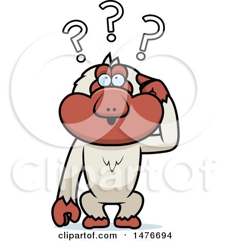 Clipart of a Confused Macaque Monkey Scratching His Head - Royalty Free Vector Illustration by Cory Thoman