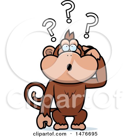 Clipart of a Confused Monkey Scratching His Head - Royalty Free Vector Illustration by Cory Thoman