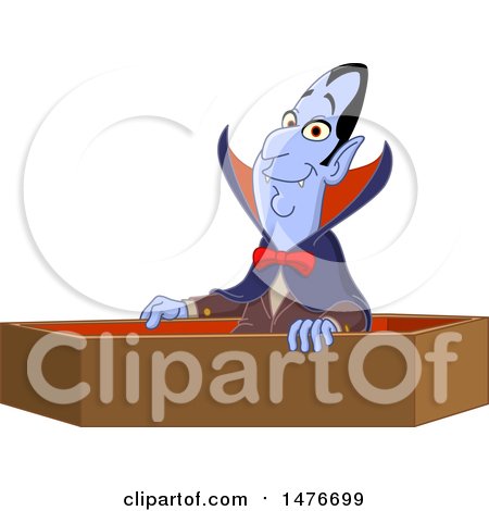 Clipart of a Vampire Rising from His Coffin - Royalty Free Vector Illustration by yayayoyo