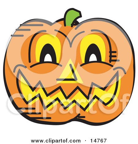 Grinning Carved Pumpkin on Halloween  Posters, Art Prints