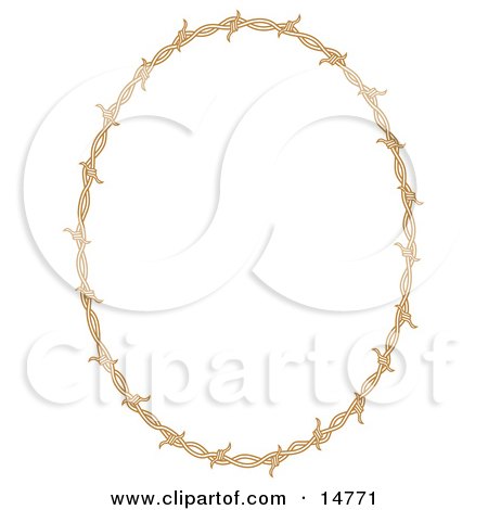 Oval Border Frame Of Barbed Wire Over A White Background Clipart Illustration by Andy Nortnik