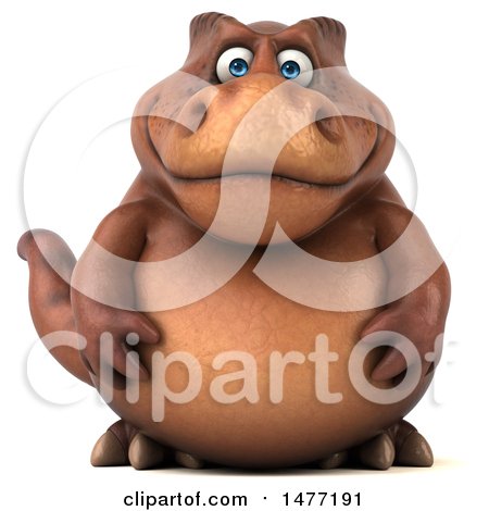 Clipart of a 3d Brown Tommy Tyrannosaurus Rex Dinosaur Mascot, on a White Background - Royalty Free Illustration by Julos