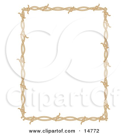 Rectangle Border Frame Of Barbed Wire Over A White Background Clipart Illustration by Andy Nortnik