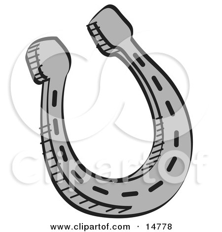 Metal Lucky Horseshoe Over a White Background Clipart Illustration by Andy Nortnik