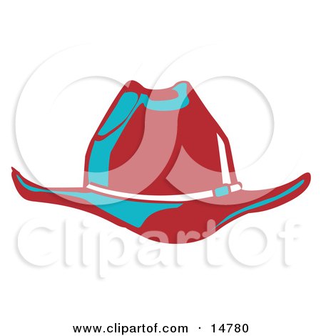 Red Cowboy Hat Cast in Blue Lighting Clipart Illustration by Andy Nortnik