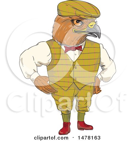 Clipart of a Sketched Full Length Englishman Hawk - Royalty Free Vector Illustration by patrimonio