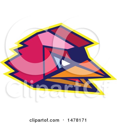 Clipart of a Rooster Head in Low Polygon Style - Royalty Free Vector Illustration by patrimonio