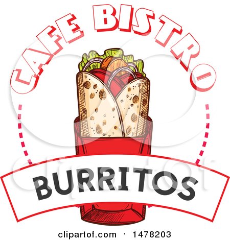 Clipart of a Sketched Burrito and Text Design - Royalty Free Vector Illustration by Vector Tradition SM