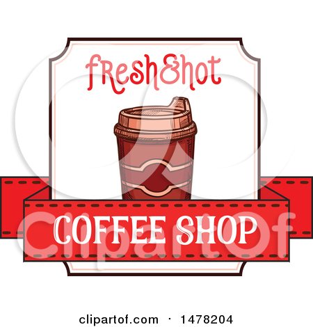 Clipart of a Sketched Coffee and Text Design - Royalty Free Vector Illustration by Vector Tradition SM