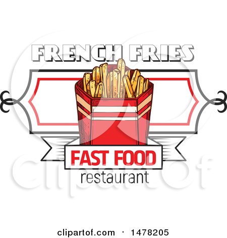 Clipart of a Sketched French Fries and Text Design - Royalty Free Vector Illustration by Vector Tradition SM