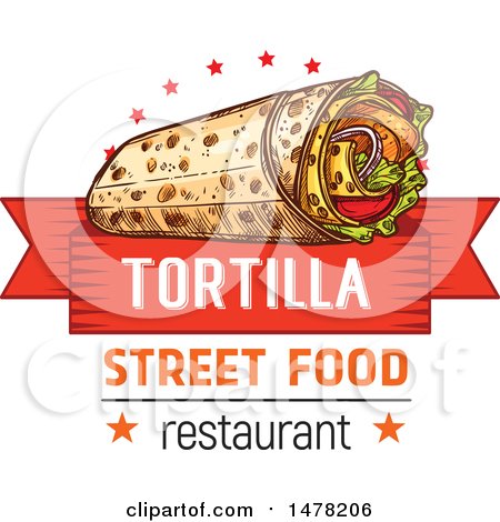 Clipart of a Sketched Burrito and Text Design - Royalty Free Vector Illustration by Vector Tradition SM