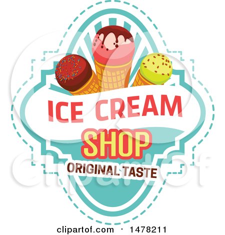 Clipart of a Waffle Ice Cream Cone and Text Design - Royalty Free Vector Illustration by Vector Tradition SM
