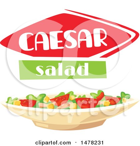 Clipart of a Caesar Salad and Text Design - Royalty Free Vector Illustration by Vector Tradition SM