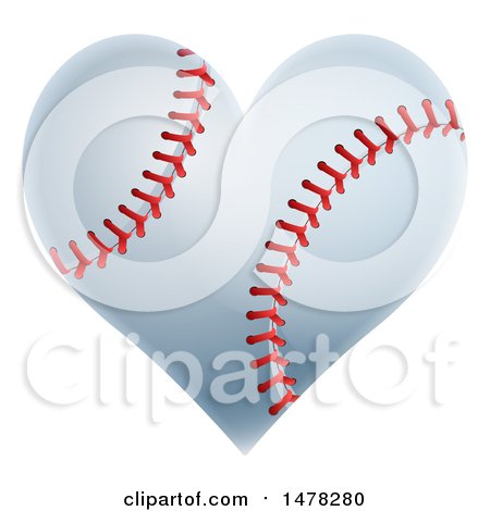 Clipart of a Baseball in the Shape of a Heart - Royalty Free Vector Illustration by AtStockIllustration
